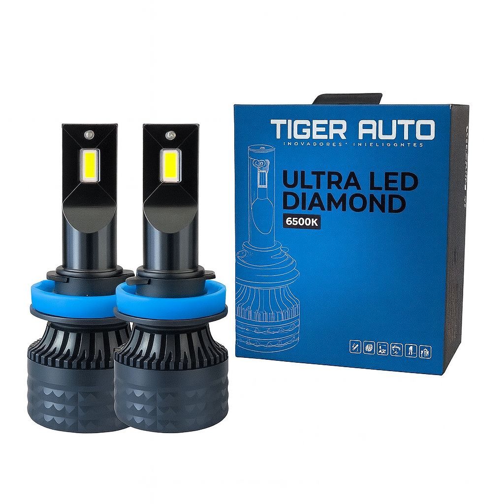 Par Lampada Premium Ultra Led Diamond h8 16v 6500k 60w Tiger Auto