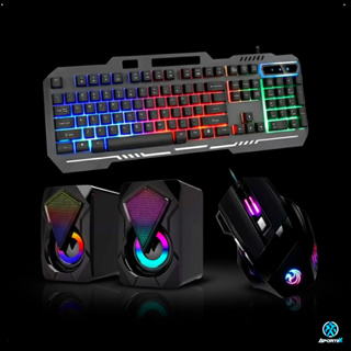 Setup Gamer Aportex Completo Teclado Backlight Iluminado + Mouse LED + Caixa de Som USB P2 em Oferta na Shopee