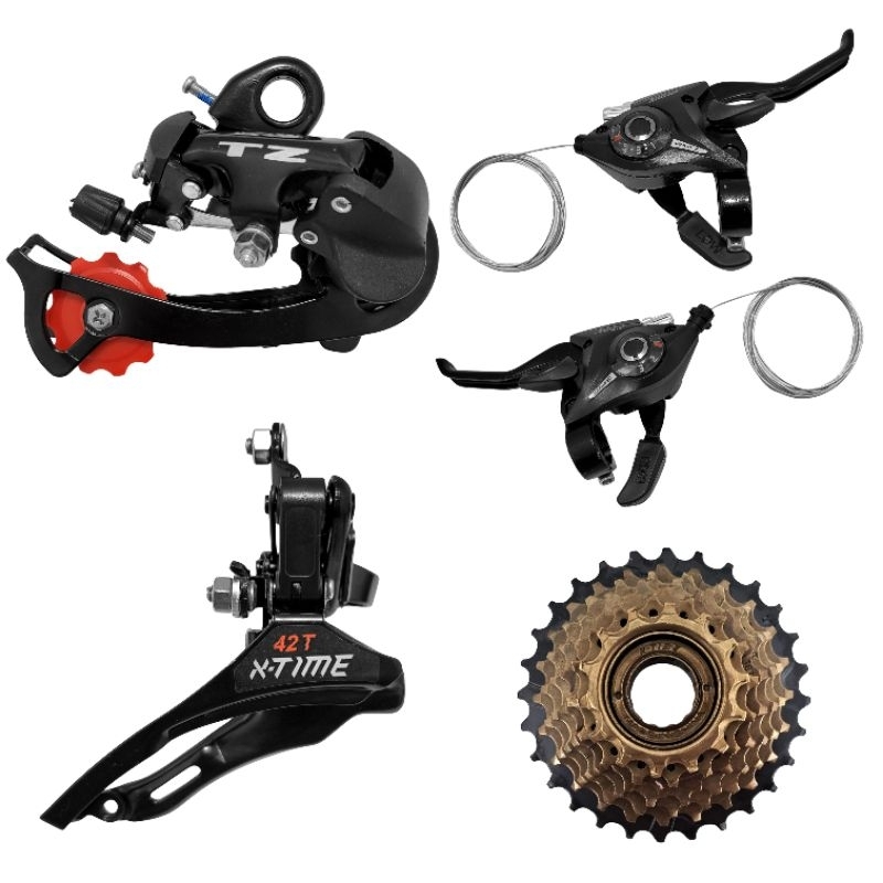 Kit Marcha Relação Bicicleta 21v Cambio Dianteiro Traseiro Com Passador Rapid Fire e Catraca 7v