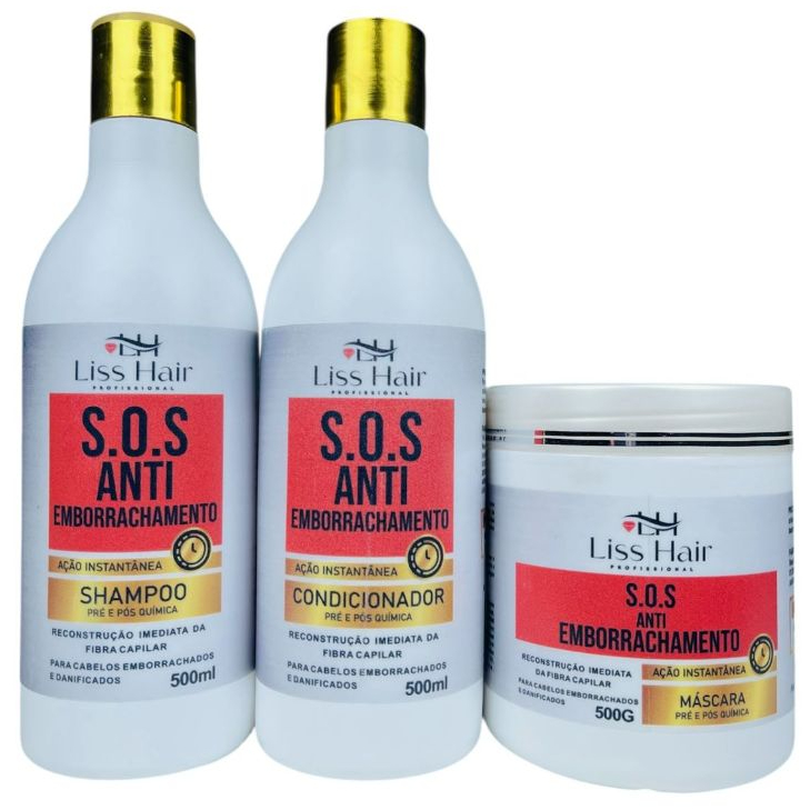 AntiEmborrachamento Kit capilar Ação Instantânea Pré e Pós Química Liss Hair Profissional