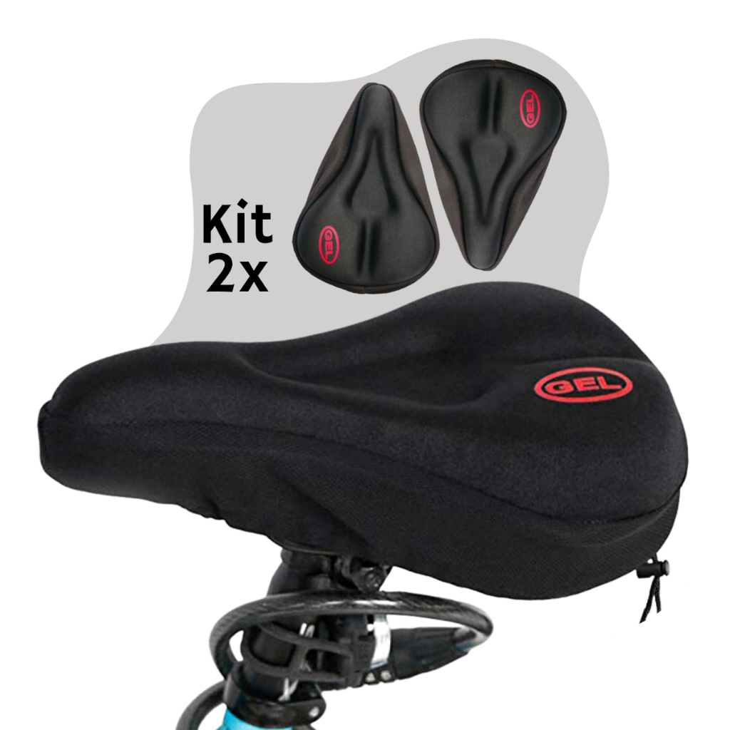 Kit Capas Banco Gel Selim Ajustável Bicicleta Mtb Speed Spinning Macia Confortável