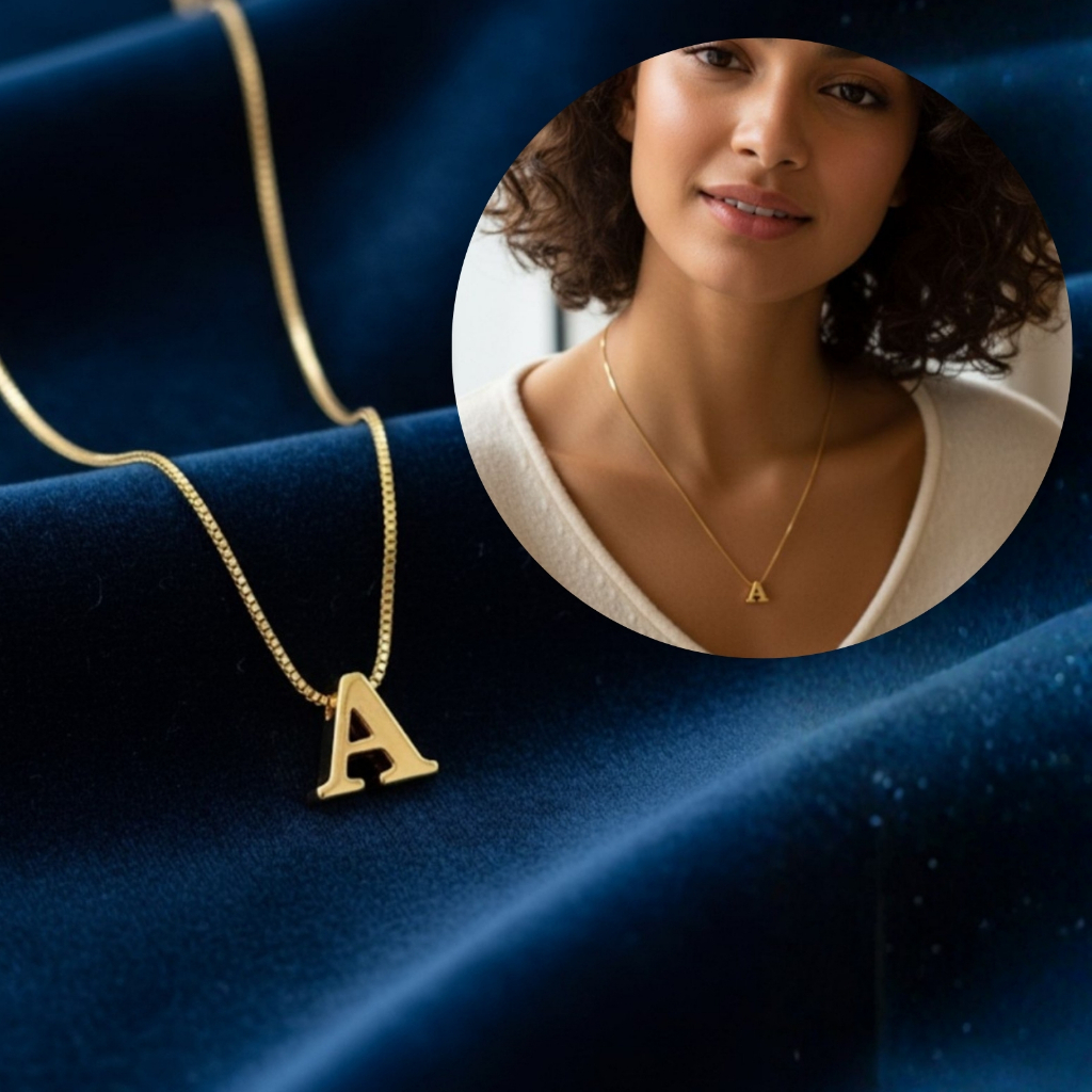 Colar Inicial do Nome Letra Passador Delicada (45cm) Banhado a Ouro 18k Anti Alérgico em Oferta na Shopee