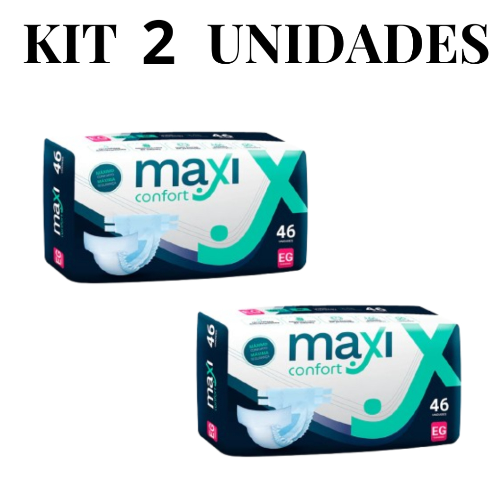 Kit 2 Fraldas Geriátricas Maxi Confort Hyper EG com 50