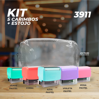 KIT CARIMBO 3911 TRODAT-TONS PASTEIS-VIOLETA-ROSA-VERDE-AZUL E COR CORAL em Oferta na Shopee