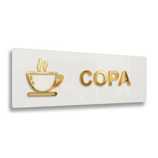 Placa Sinalização Identificação Copa Acrílico Espelhado Dourado em Oferta na Shopee