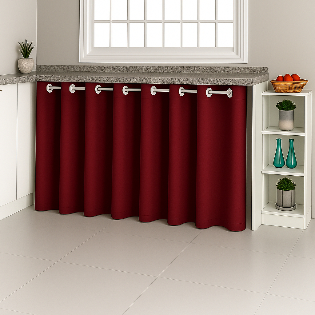 Cortina De Pia Para Cozinha Balcão Área de Serviço Com Bainha em Oferta na Shopee