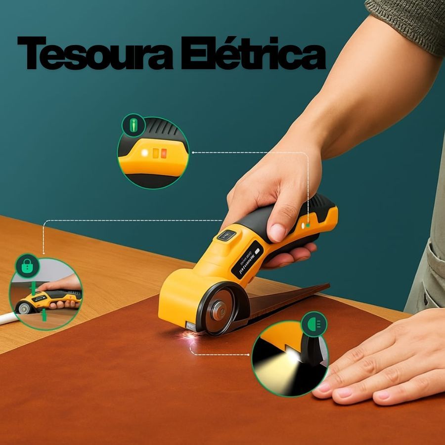 Tesoura Elétrica Cortador de Tecido Rotativo em Oferta na Shopee