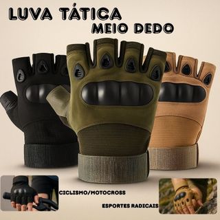Luva tática Meio Dedo com Protecão idéal Para Atividades Externas Ajustáveis e Reforçadas