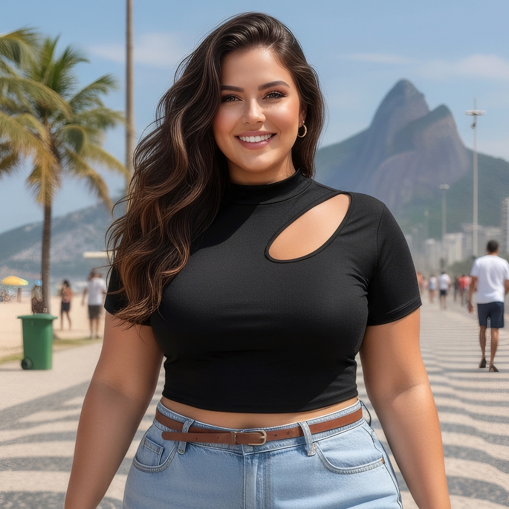 BLUSA PLUS SIZE CROPPED VERÃO DECOTE SEXY GOTA ALTA ELASTICIDADE 46 A 52