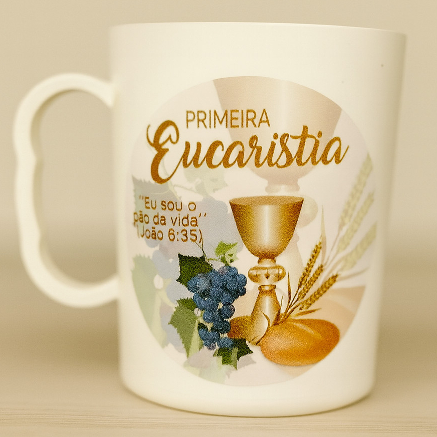 Caneca versiculo biblico 15un eu sou pão eucaristia comunhão lembrancinha criativa missa promoção