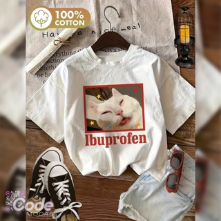 Camisa Camiseta T-Shirt Gato Ibuprofen Vintage Algodão Aesthetic em Oferta na Shopee