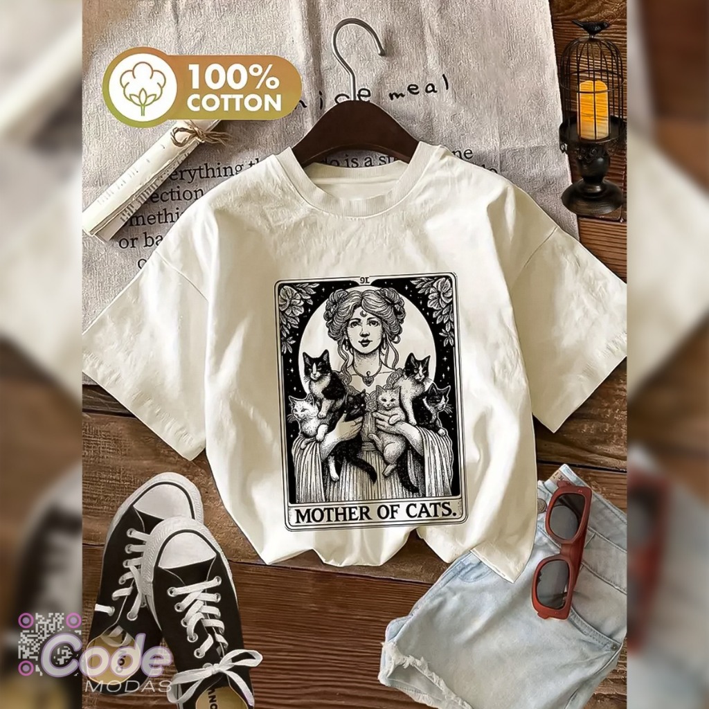Camisa Camiseta T-Shirt Mãe de Gatos Estilo Retrô Algodão Vintage em Oferta na Shopee