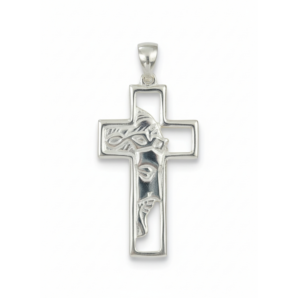 Pingente Cruz Rosto de Jesus (Prata 925)