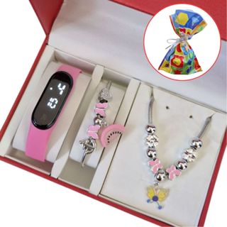 Relógio Infantil menina Digital Led à Prova D'água + Pulseira Colar Infantil menina Berloque - Presente dia das crianças em Oferta na Shopee