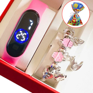 Relógio Infantil menina Digital Led à Prova D'água + Pulseira Infantil menina Berloque  - Presente dia das crianças em Oferta na Shopee