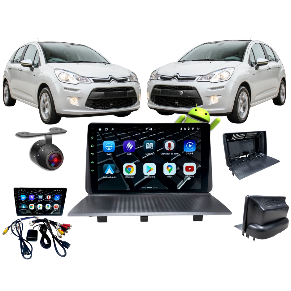 Central Multimídia Citroen C3 Android Tela 9''Polegadas  e Câmera de Ré E Moldura 13/21