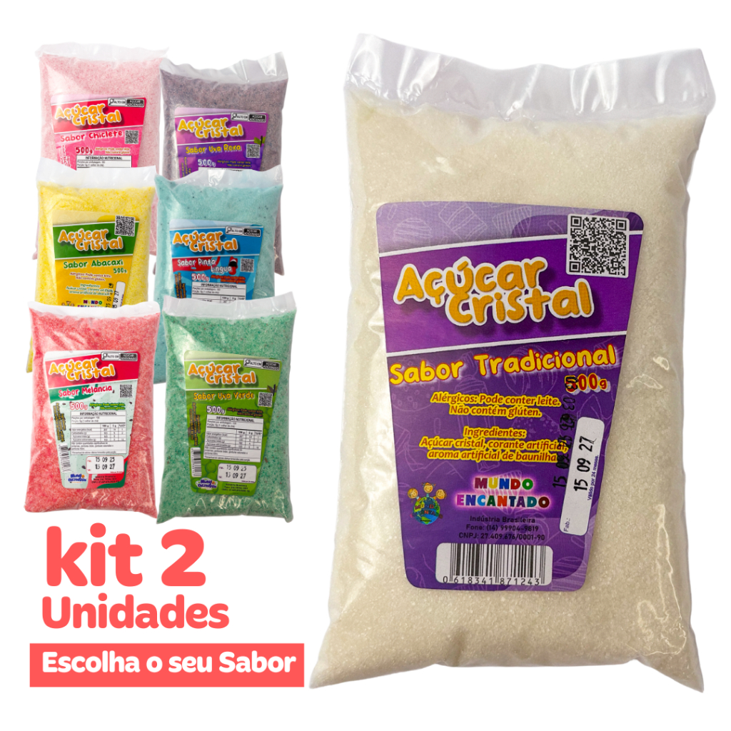 Kit 2un Açúcar para Algodão Doce Sabor, Confeito, Decoração, Bolos, Docinhos, Pipoca, Pirulito em Oferta na Shopee