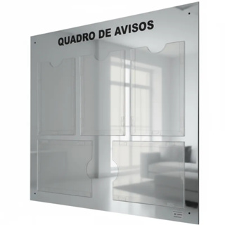 Quadro Aviso E Gestão Informativo Comunicados Mural 5 Displays A4 Porta Folhas  Acm Prata Espelhado em Oferta na Shopee