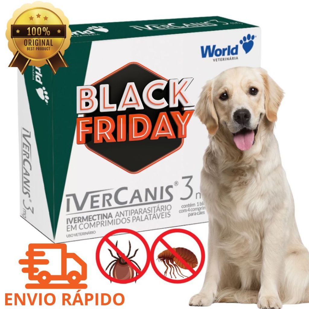 Remedio para carrapato, pulgas e sarna Ivercanis 3mg C/4 Comprimidos - World em Oferta na Shopee