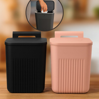 Kit até 2 Lixeiras Suspensas 9L com Tampa Retrátil Sem Furo Multiuso Porta Armário Cozinha Banheiro em Oferta na Shopee