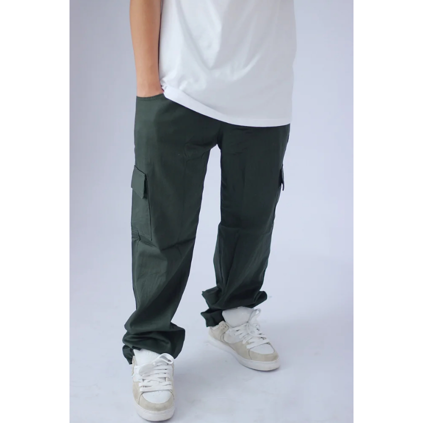 Calças Cargo De Sarja 100% Algodão Unissex