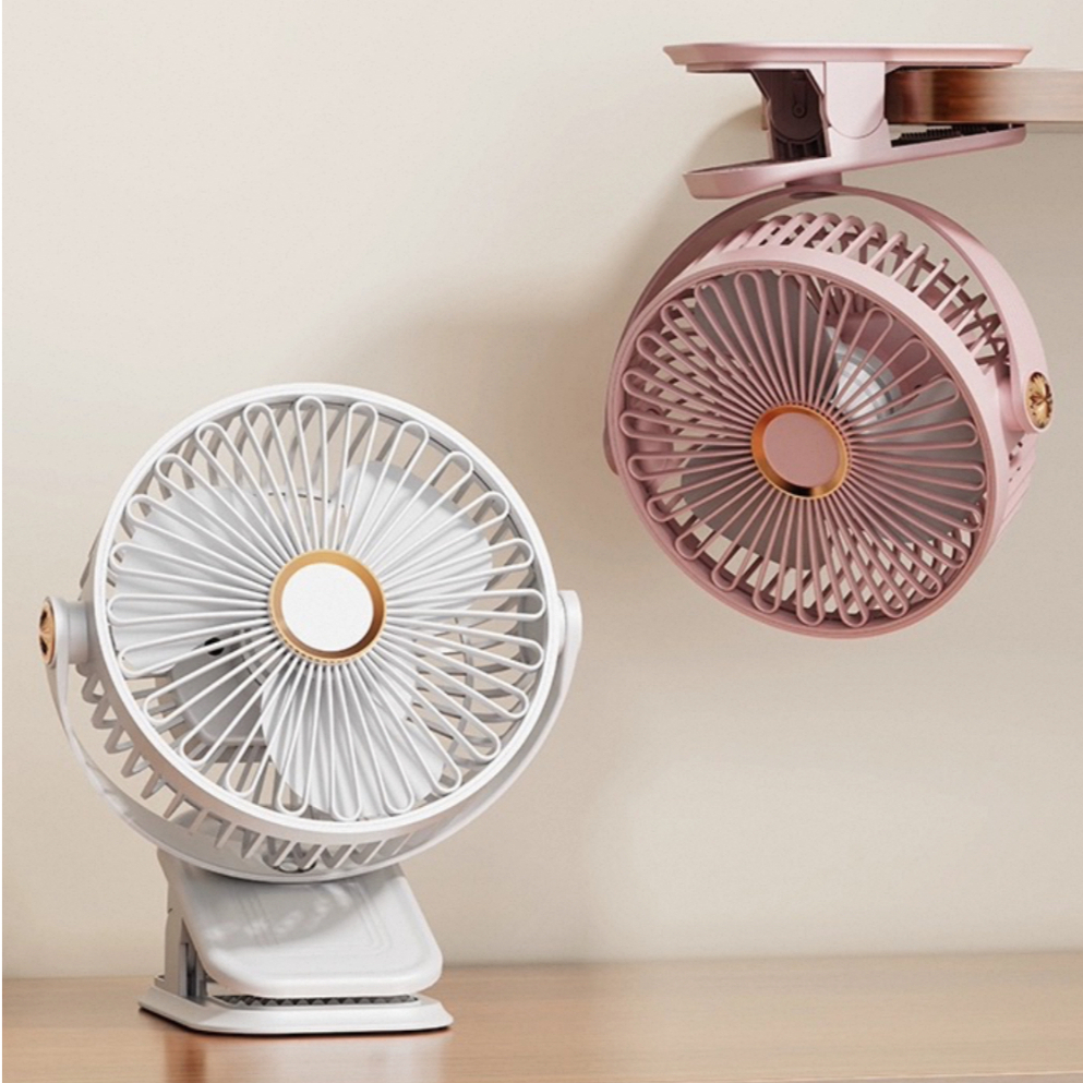Ventilador Elétrico Portátil Com Base De Clipe Recarregável Giratorio