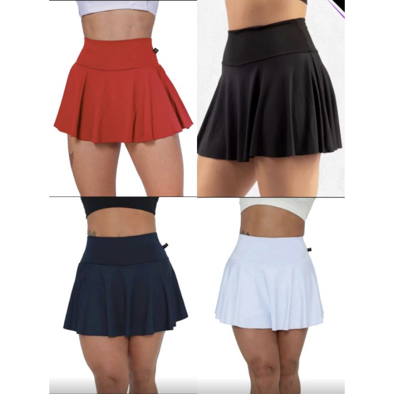 Short Saia Babado Suplex Feminino Fitness Academia
