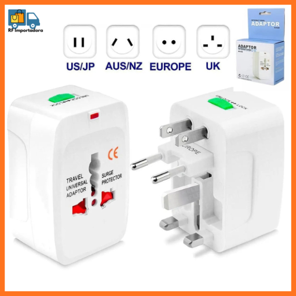 Imagem Adaptador Tomada Universal Bivolt Benjamim Para Viagem Internacional