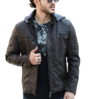 Jaqueta de Couro Masculina Premium Slim Street Sport Fino Forrada Estilosa Inverno