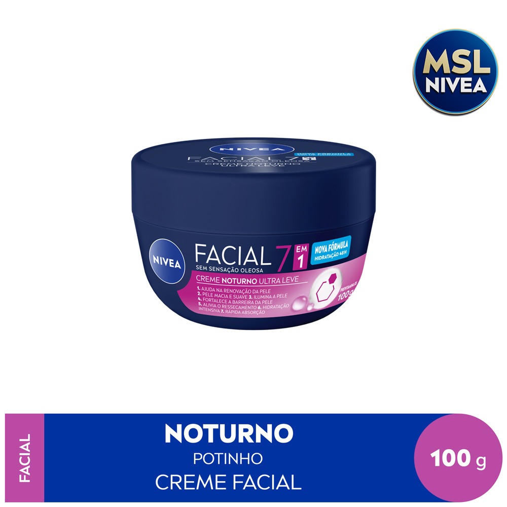 Creme Facial Cuidado Noturno Sensação Não Oleosa 100g Nivea em Oferta na Shopee
