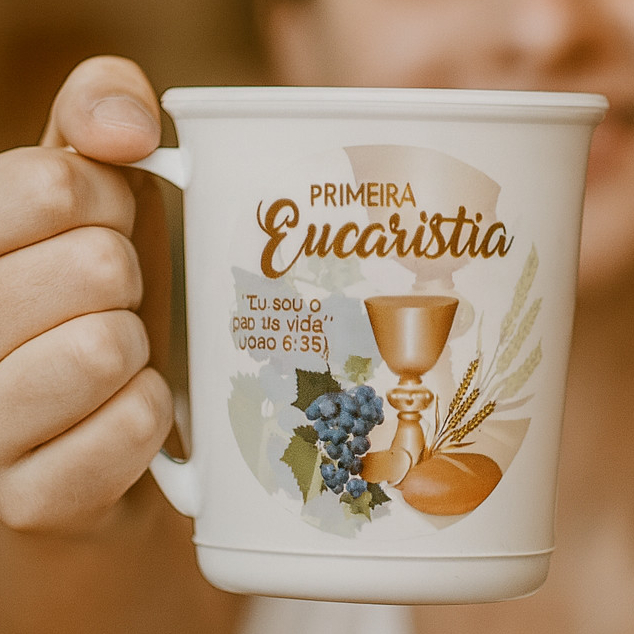 Kit 20 Caneca primeira eucaristia bonita personalizada missa comunhão jovem adulto infantil catolico