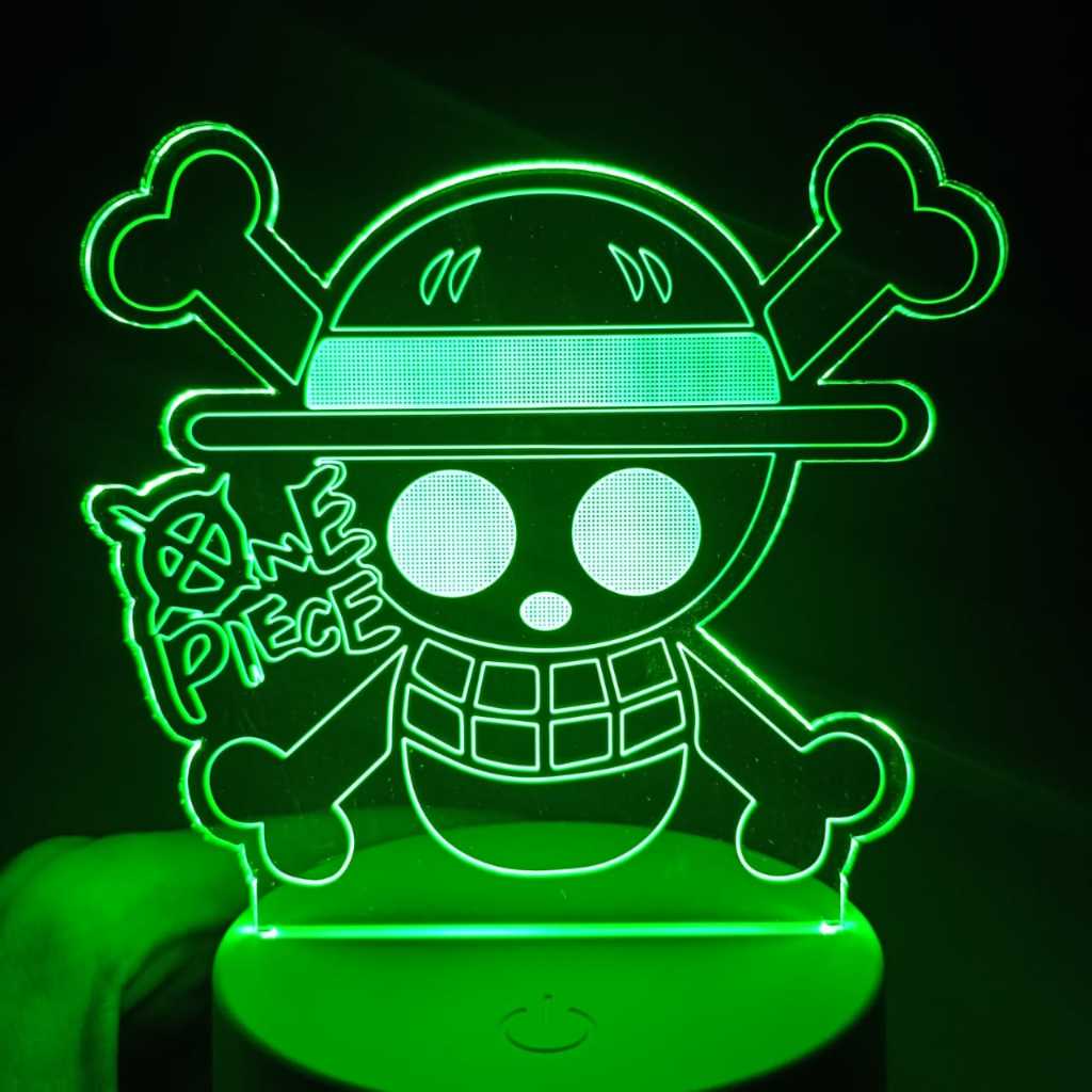 Abajur Luminária One Piece Logotipo Led 3D de Mesa ac0154 Presente Criativo Aniversário Natal Decorativo Luz Noturna USB