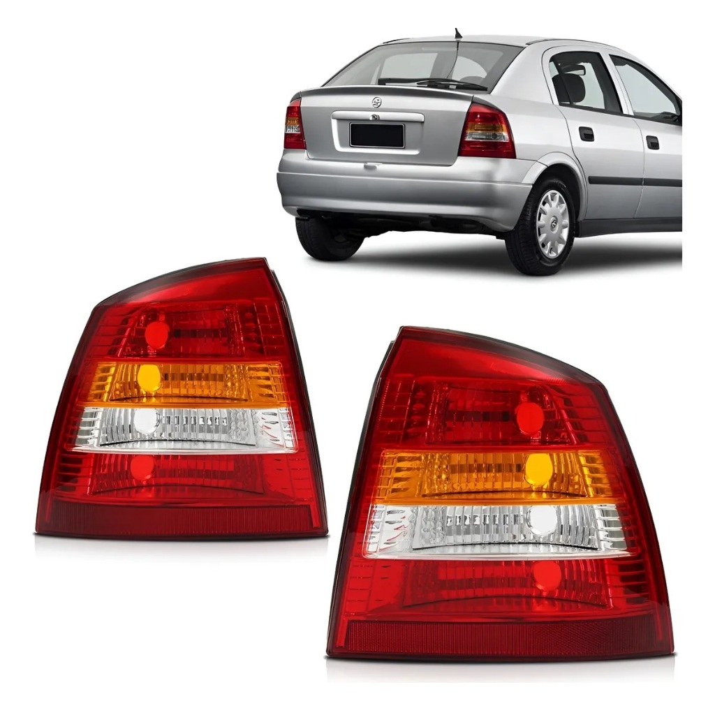 Lanterna Traseira Astra Hatch 1998 1999 2000 2001 2002 Tricolor Cristal Lente Lisa Acrilico - MG