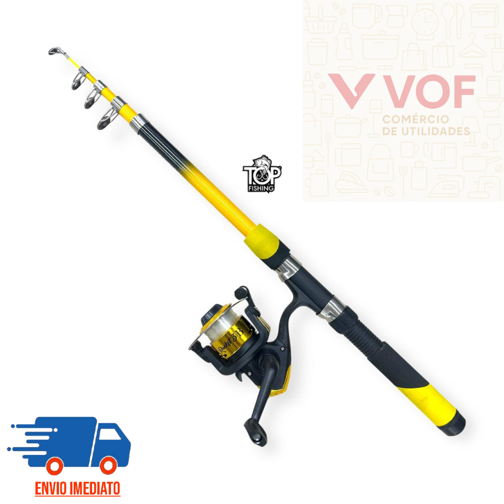 Kit De Pesca Com 1 Vara Telescópica Apollo 1,80 cm + 1 Molinete Rocket Com Linha