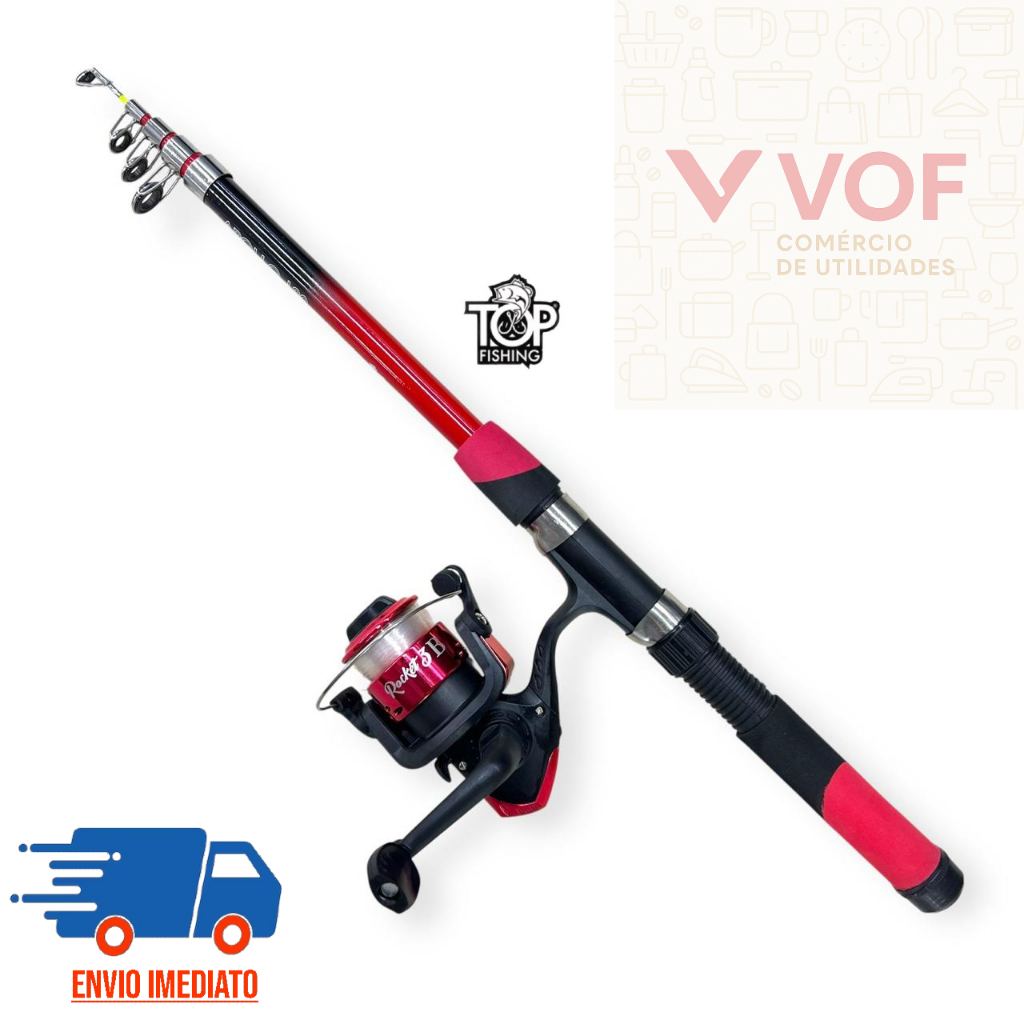Kit De Pesca Com 1 Vara Telescópica Apollo 1,80 cm e 1 Molinete Rocket Com Linha