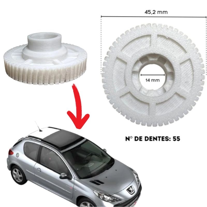 Engrenagem Teto Solar 206 Moonlight E C3 C4 Solaris