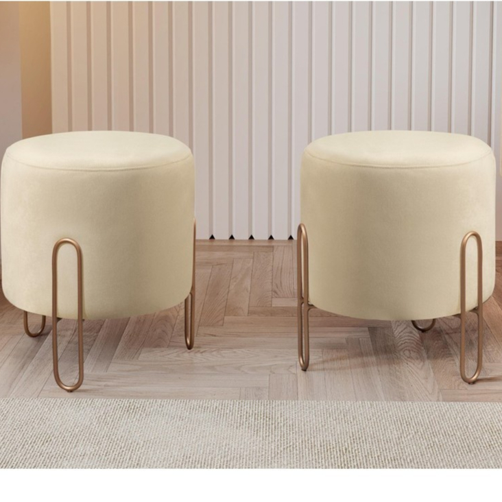 Puff Banqueta Mali Luxo Base Bronze Castellar Móbile em Oferta na Shopee