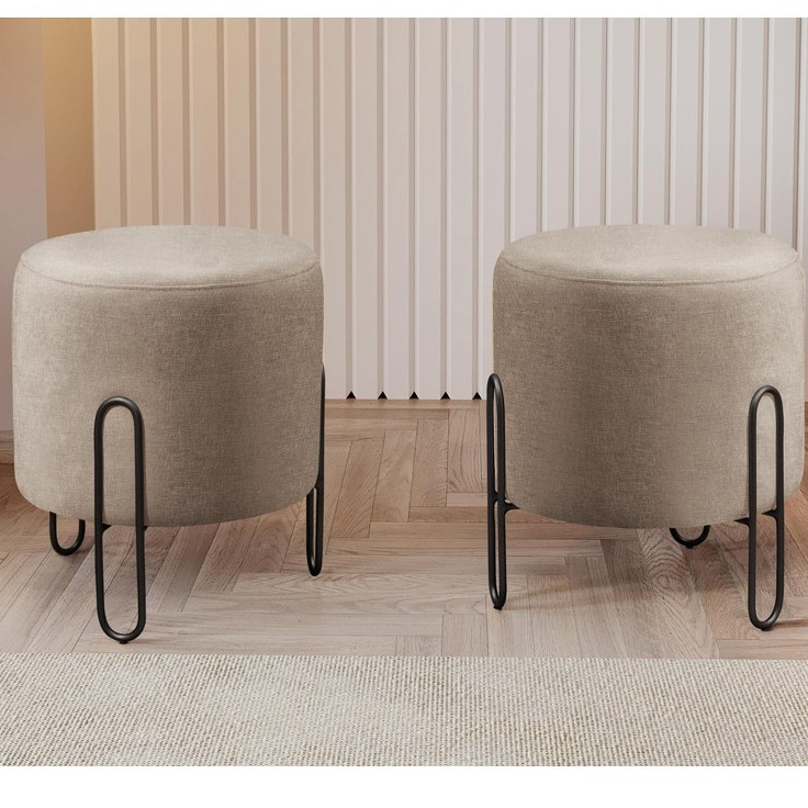 Puff Banqueta Mali Luxo Base Preta Castellar Móbile em Oferta na Shopee