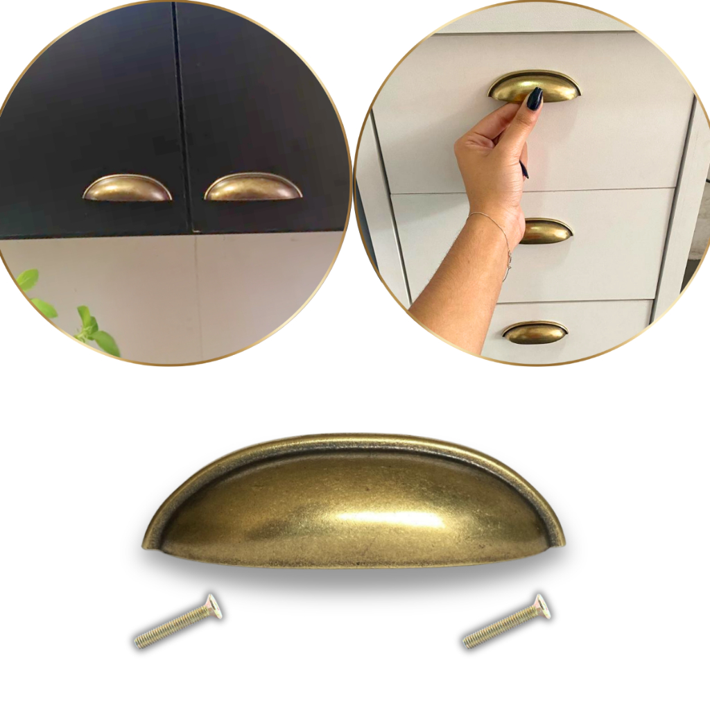 Kit 6 Puxador de Gavetas Móveis Penteadeira Armários Guarda Roupas Metal - Premium