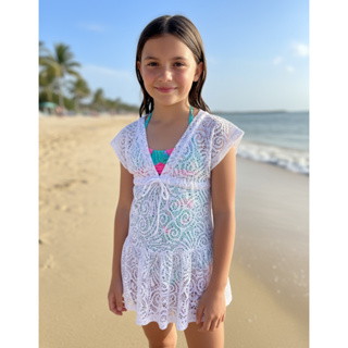 Saída De Praia Arrastão Menina Infantil Saída Piscina Com Regulagem em Oferta na Shopee