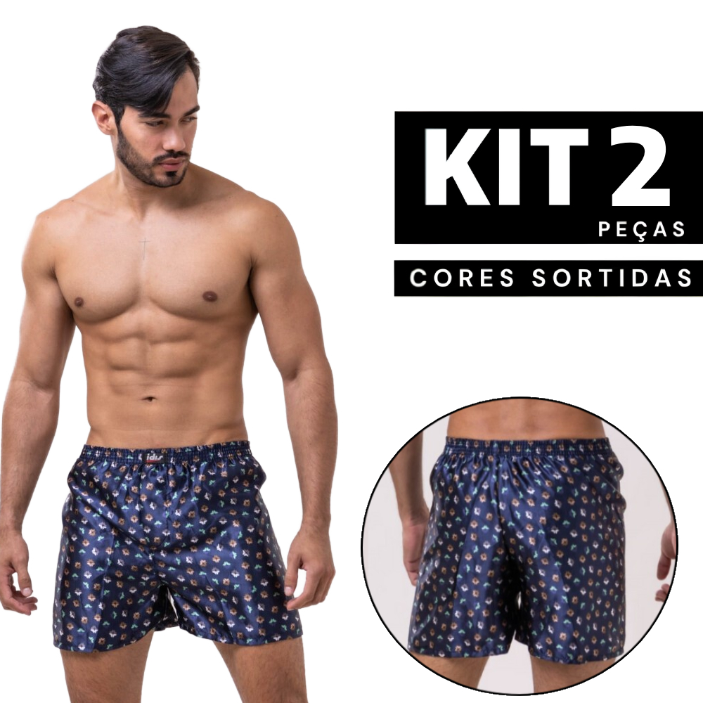 Kit 1 à 2 Samba Canção Estampado Masculino Short de Dormir Confortável Edumara