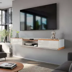 Rack Sala de Estar Para TV 70" Suspenso Atlas Movelove 1.83m MDF Off White New 2 Portas