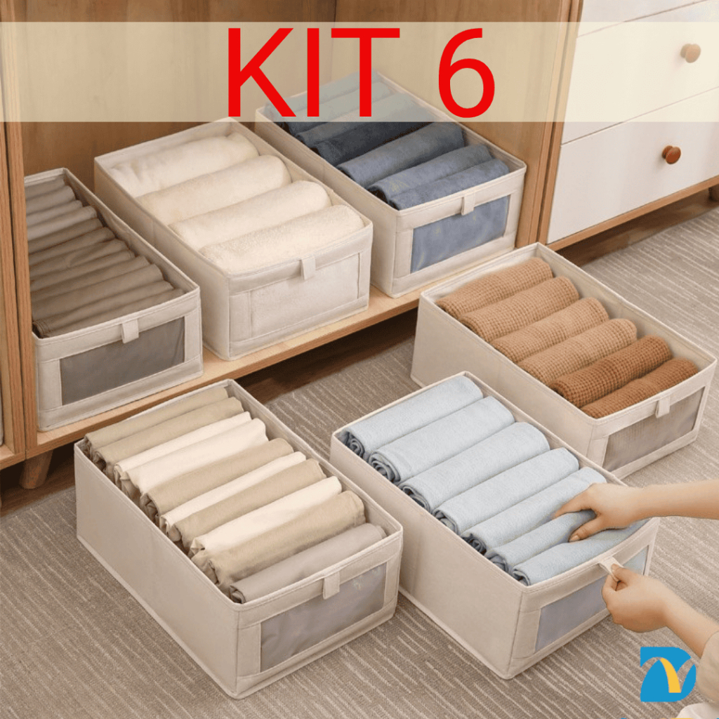 KIT 4/6 Organizador De Guarda-Roupa Dobrável Para Roupas E Calças Grande Dura Qualidade OG-23-ND