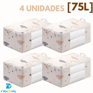 KIT 4 UNIDADES Caixa Saco Organizador Cobertor Casaco Guarda Roupa Ecológico Anti-Poeira …