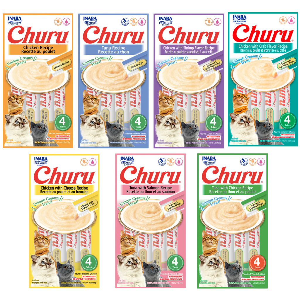 Petisco Para Gatos Churu 56g - com 4 Tubets De 14g Cada Unidade - Vários Sabores