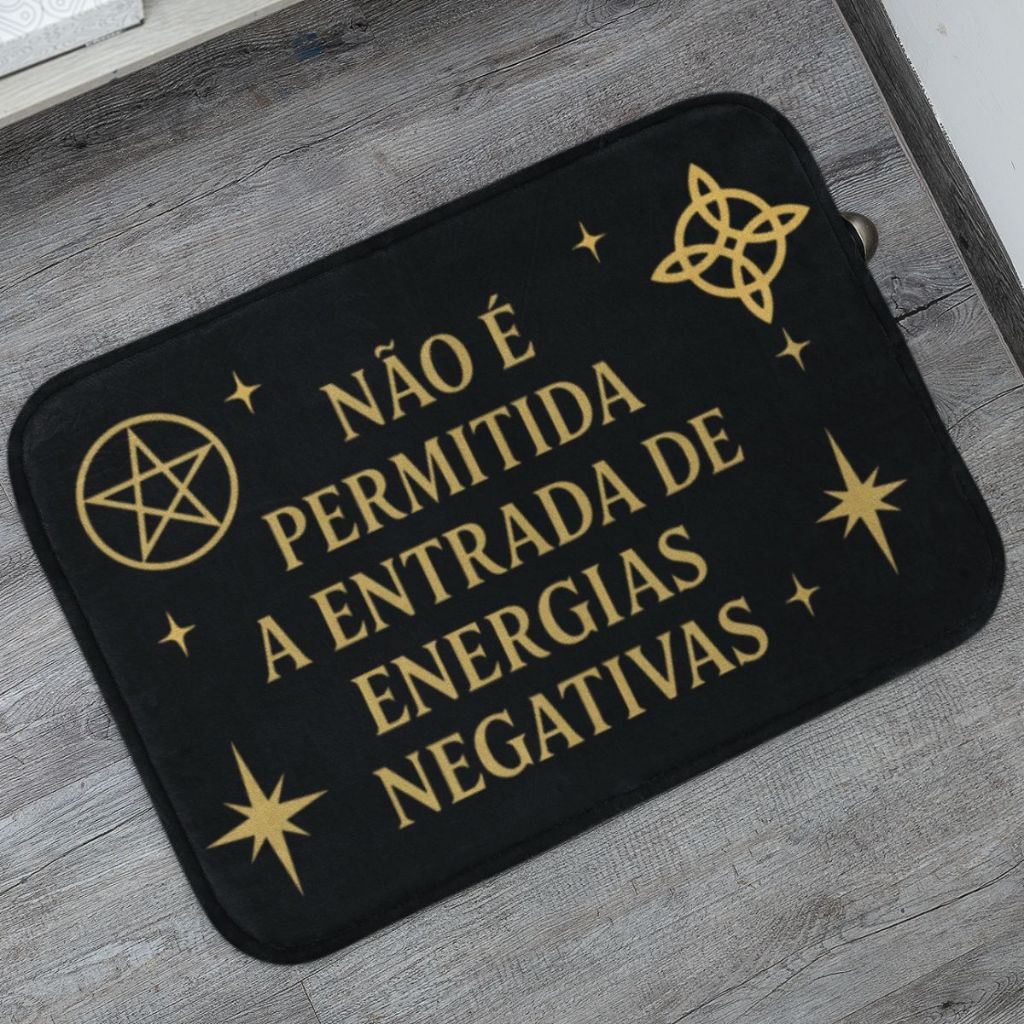 Tapete de Entrada 55x35cm Antiderrapante  Proibido Energias Negativas