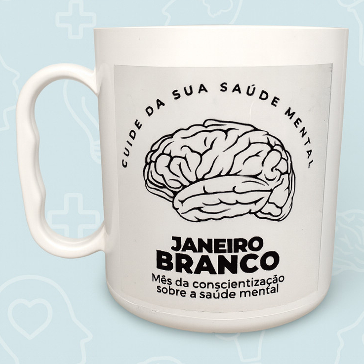 5 Caneca campanha janeiro branco prevenção clinica psicologia psiquiatra hospital posto saude mental