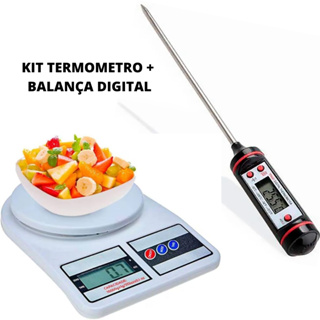 Kit Termômetro Culinário Digital e Balança Culinária 10 kg em Oferta na Shopee