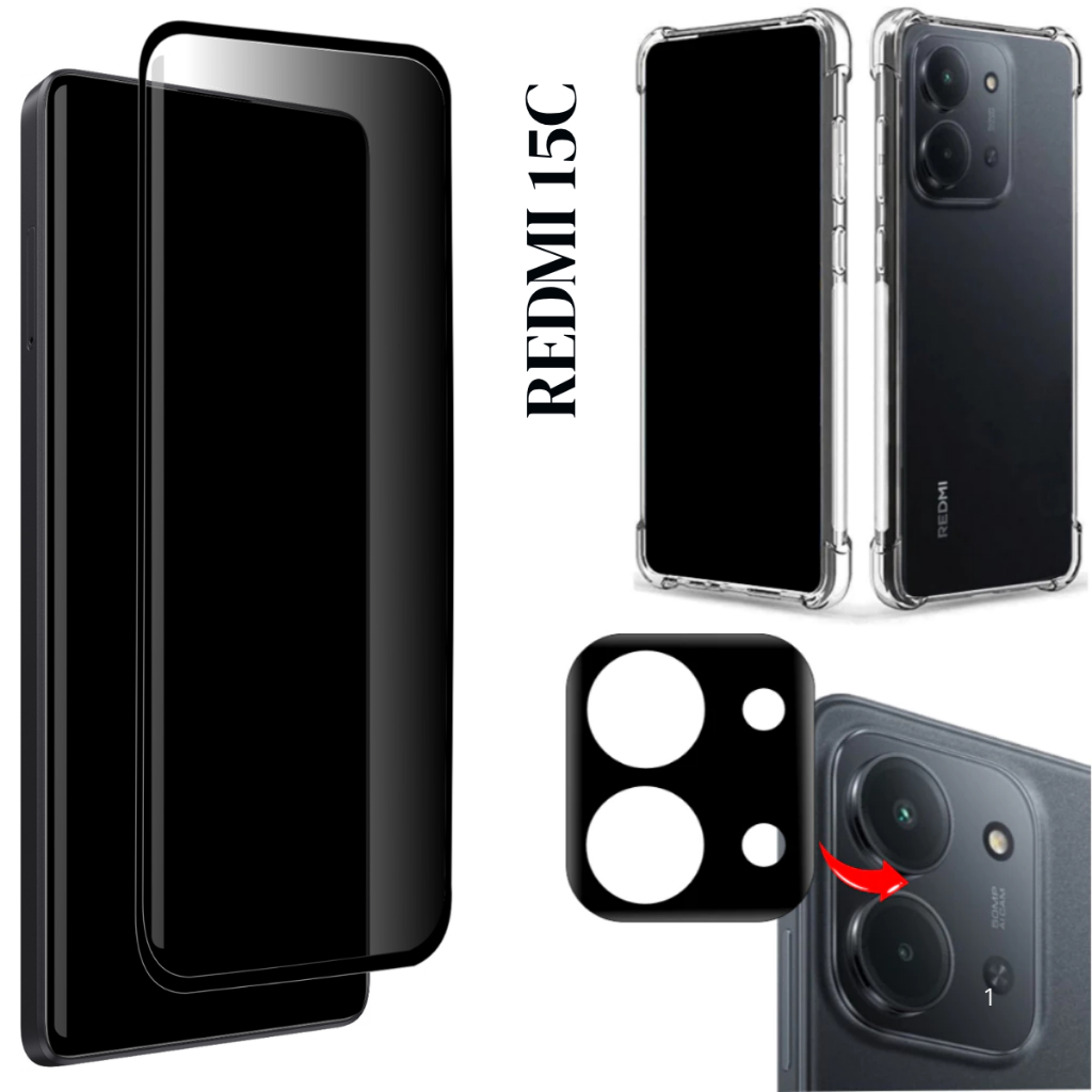 Película Privacidade Fosca Para Redmi 15C - Pelíucla da Câmera - Capinha Case Anti Impacto