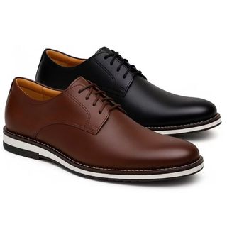 Sapato Oxford Masculino Elegante Kit Dois Pares Social Elegante Macio Leve Estiloso Top Lançamento Envio Imediato Ja